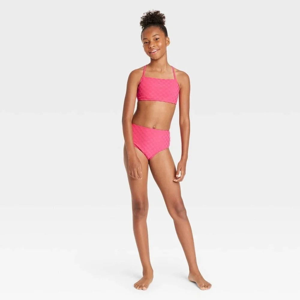 Art Class Girls Size XS‎ 4/5 2 Pc Terry Darling Bikini Swimsuit Set in Pink 1181